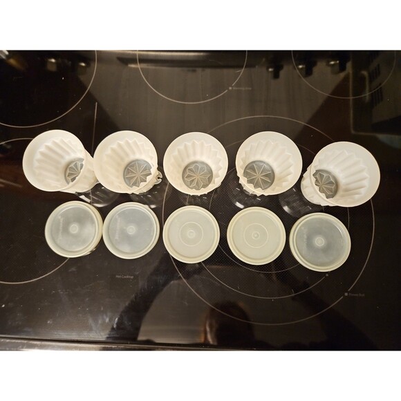 Set Of 5 Vintage Tupperware Jel-ette Jello Single Mold Cups With Lids #297 - Picture 5 of 9